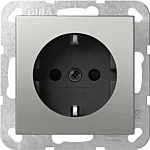 Gira 4453600 Systeem 55 Wandcontactdoos met randaarde 16A 250V met shutter Edelstaal (verhoogde aanraakbeveiliging)
