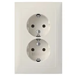 Berker 47721909 S.1 Wandcontactdoos tweevoudig met randaarde en volle afdekplaat voor inbouwdoos 1,5-voudig polarwit mat
