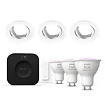 Philips Hue Starterkit: 3 GU10 lampen Color + dimmer switch + Bridge Pro + 3 Inset Trend 75 GU10 Wit