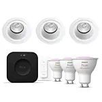 Philips Hue Starterkit: 3 GU10 lampen Color + dimmer switch + Bridge Pro + 3 SG Jupiter Soft GU10 Wit