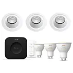 Philips Hue Starterkit: 3 GU10 lampen White Ambiance + dimmer switch + Bridge Pro + 3 SG Jupiter Soft GU10 Wit