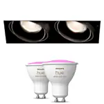 Modular Mini-Multiple Recessed Trimless Adjustable Zwart 2x GU10 Hue White and Color Ambiance