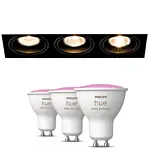Modular Mini-Multiple Recessed Trimless Adjustable Zwart 3x GU10 Hue White and Color Ambiance