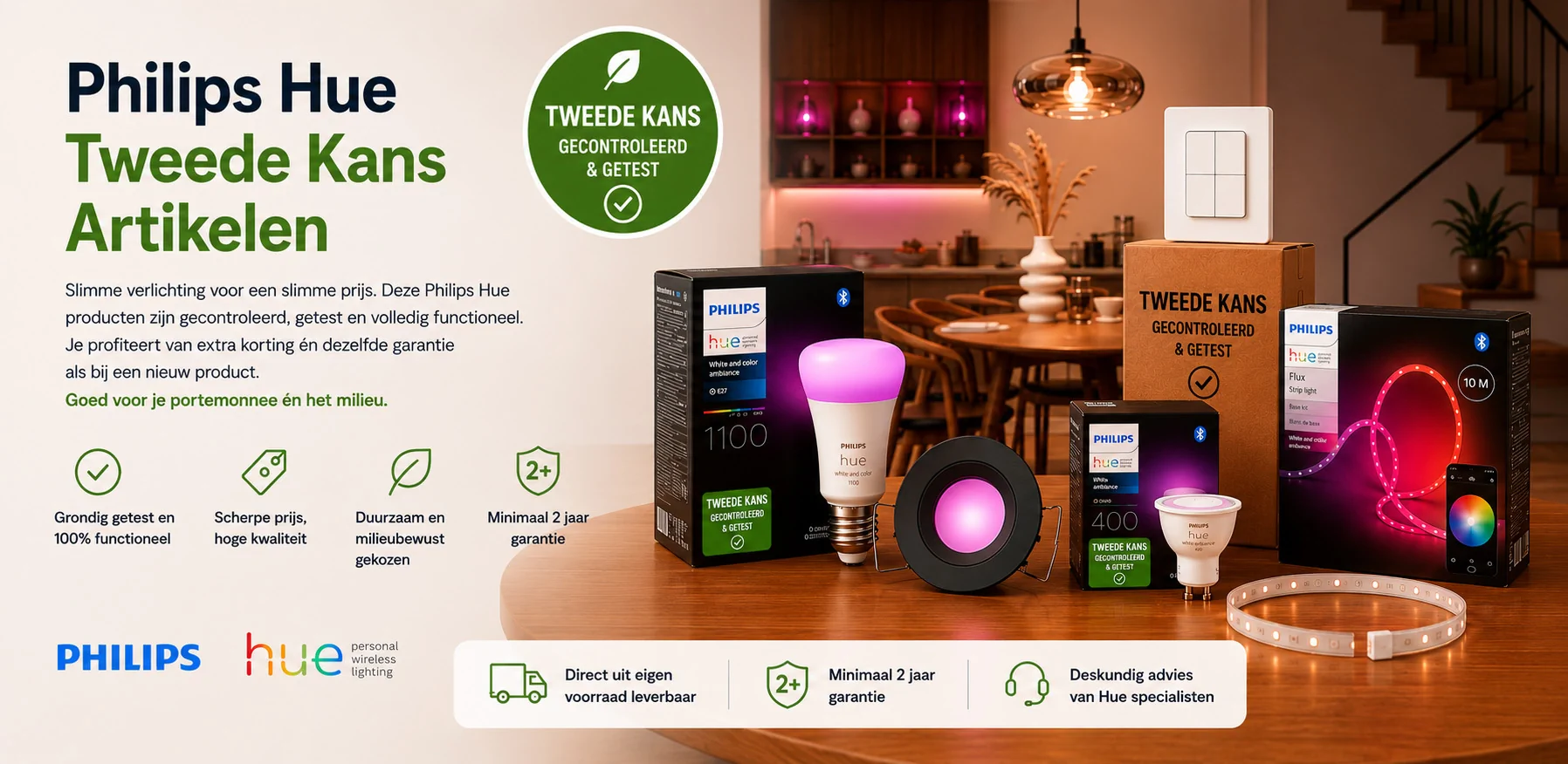 Philips Hue Tweedekans artikelen met extra korting