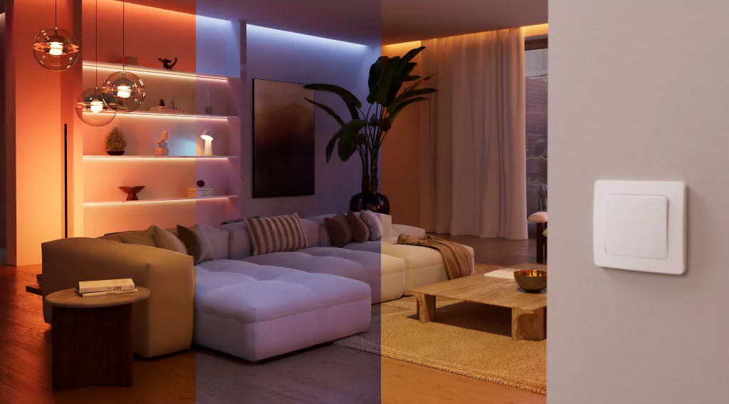 Hue-lampen altijd bereikbaar Philips Hue bedrade wandschakelaarmodule achter een bestaande schakelaar