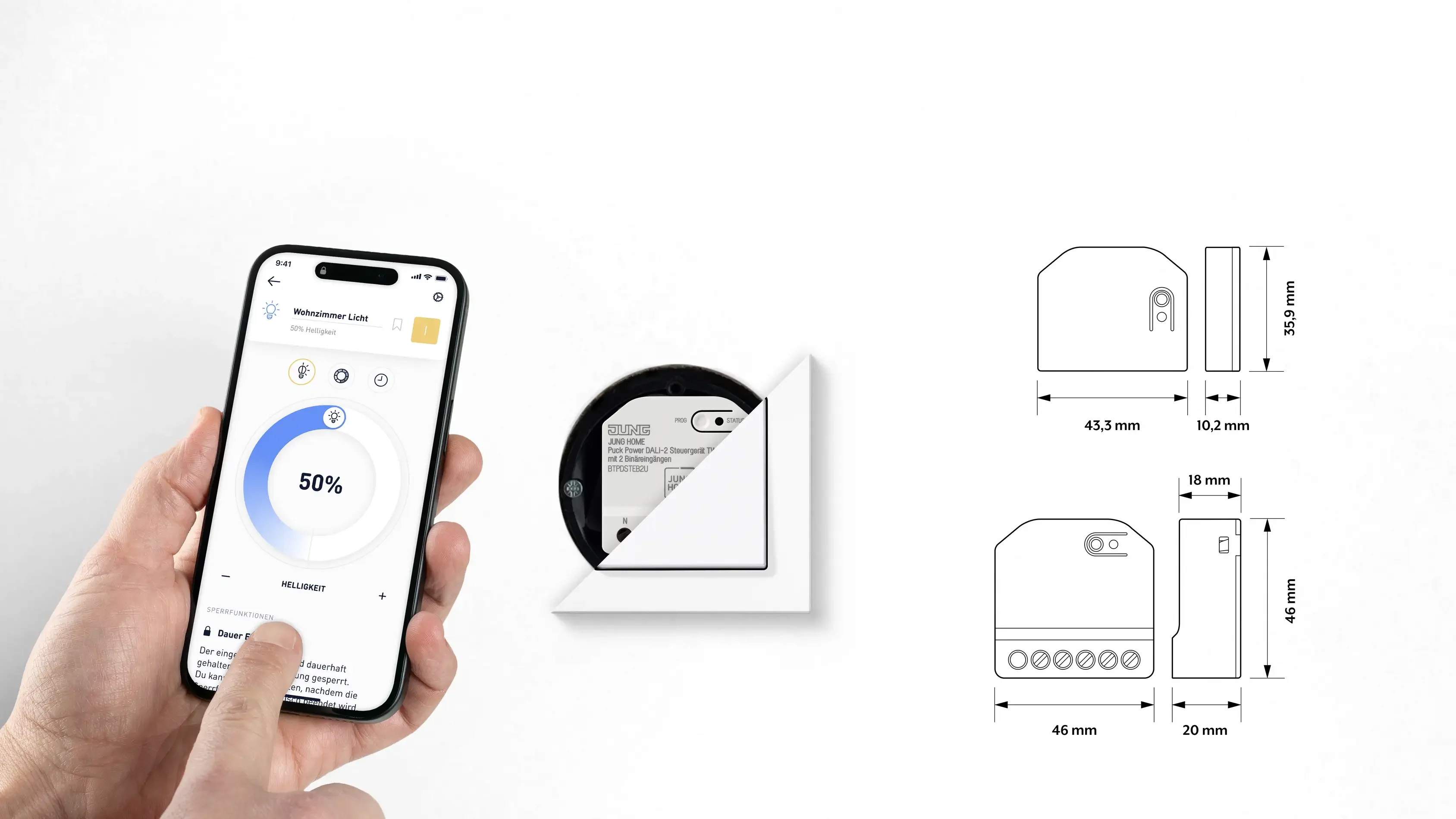 JUNG HOME bediening via app en wandzender